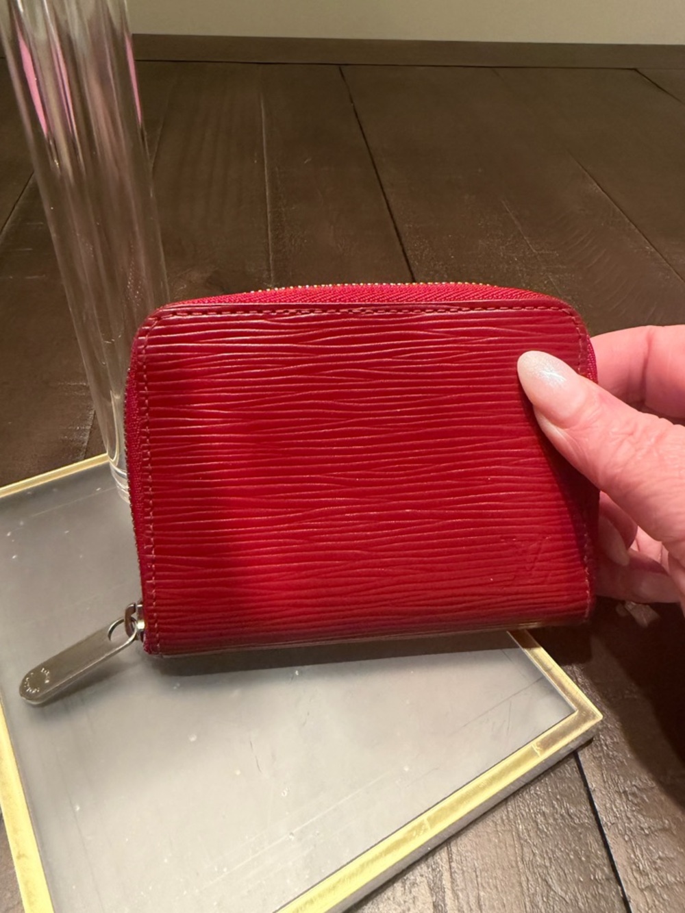 Louis Vuitton Red and Silver Zipper Pull Tab